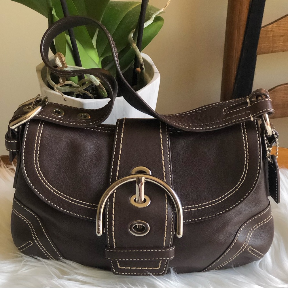Coach SoHo Leather Small Flap Buckle Hobo Bag